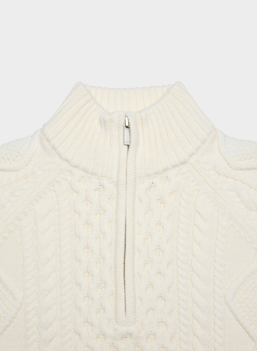 heritage knit merinoullgenser med 14 glidelås whisper white