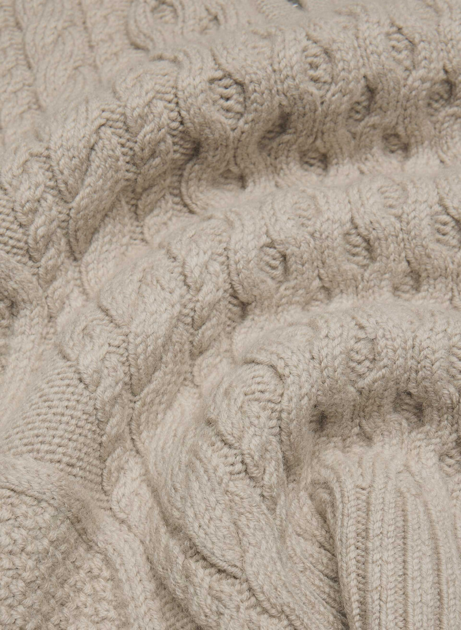 heritage knit merinoullgenser med 14 glidelås heather nomad taupe