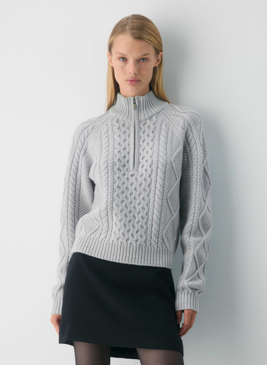 heritage knit merinoullgenser med 14 glidelås lynget krom