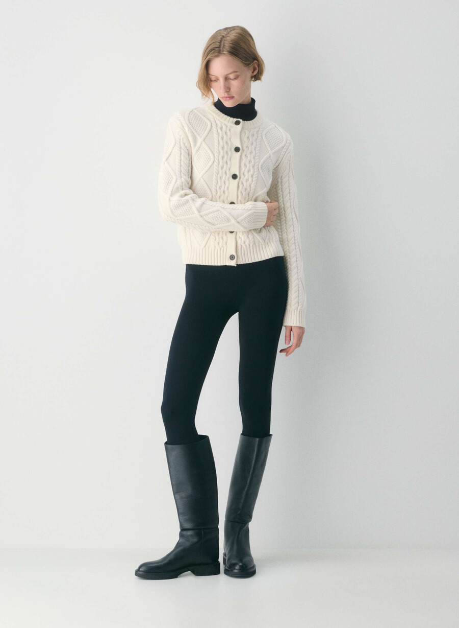 heritage knit merinoull cardigan hvispert hvit