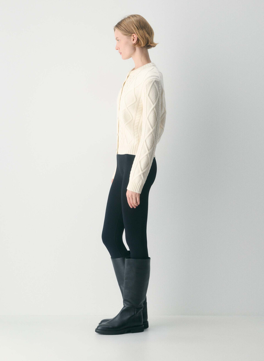 heritage knit merinoull cardigan hvispert hvit