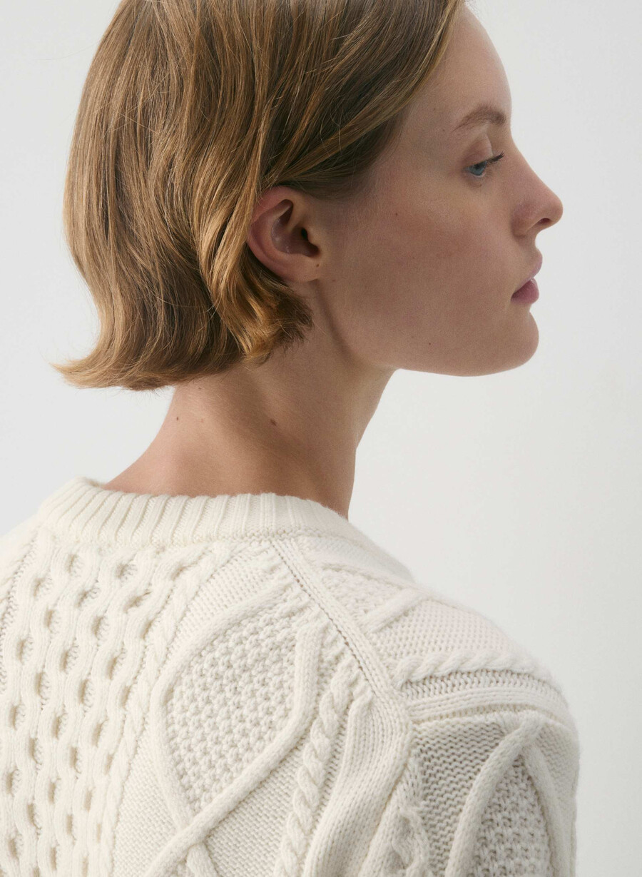 heritage knit merinoull cardigan hvispert hvit