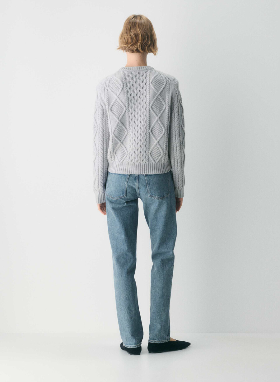 heritage knit merinoull cardigan i messing med mønster