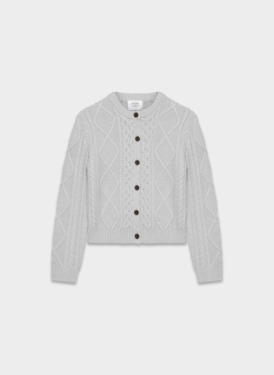 heritage knit merinoull cardigan i messing med mønster