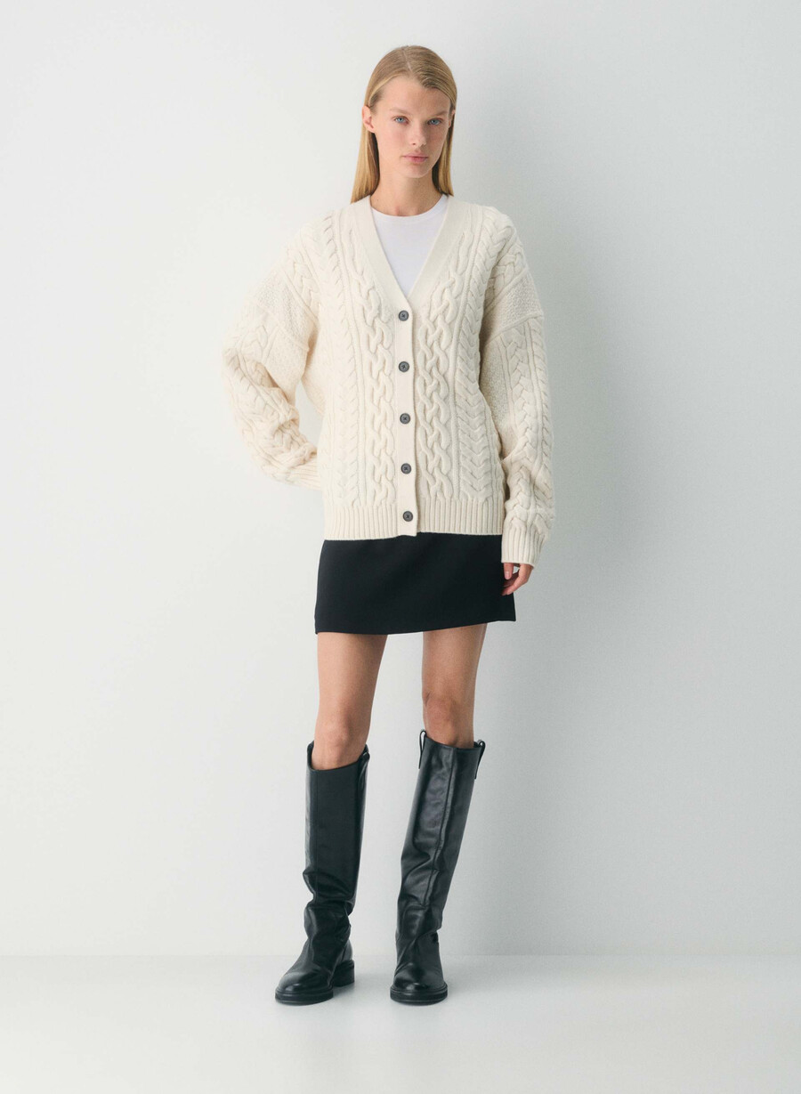 heritage knit merinoull v-hals cardigan rik mokkabrun