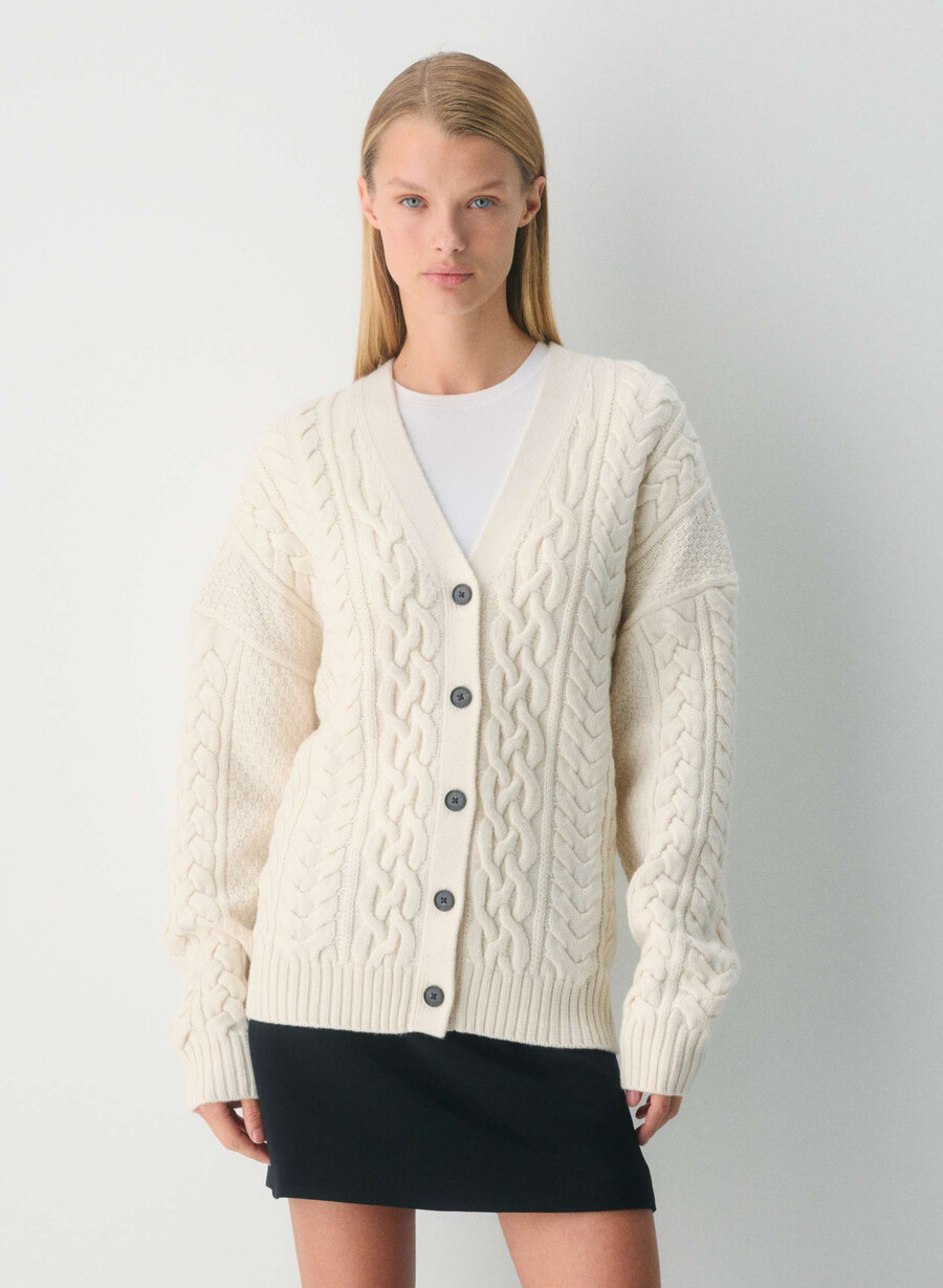 heritage knit merinoull v-hals cardigan rik mokkabrun
