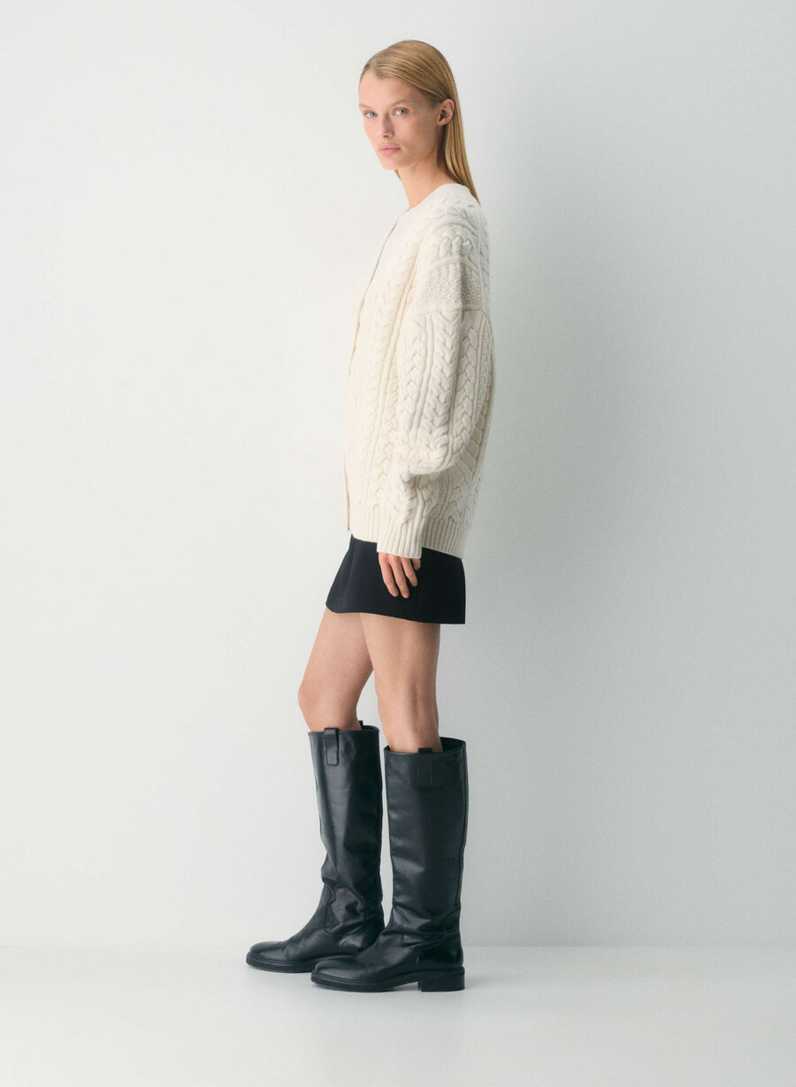 heritage knit merinoull v-hals cardigan rik mokkabrun