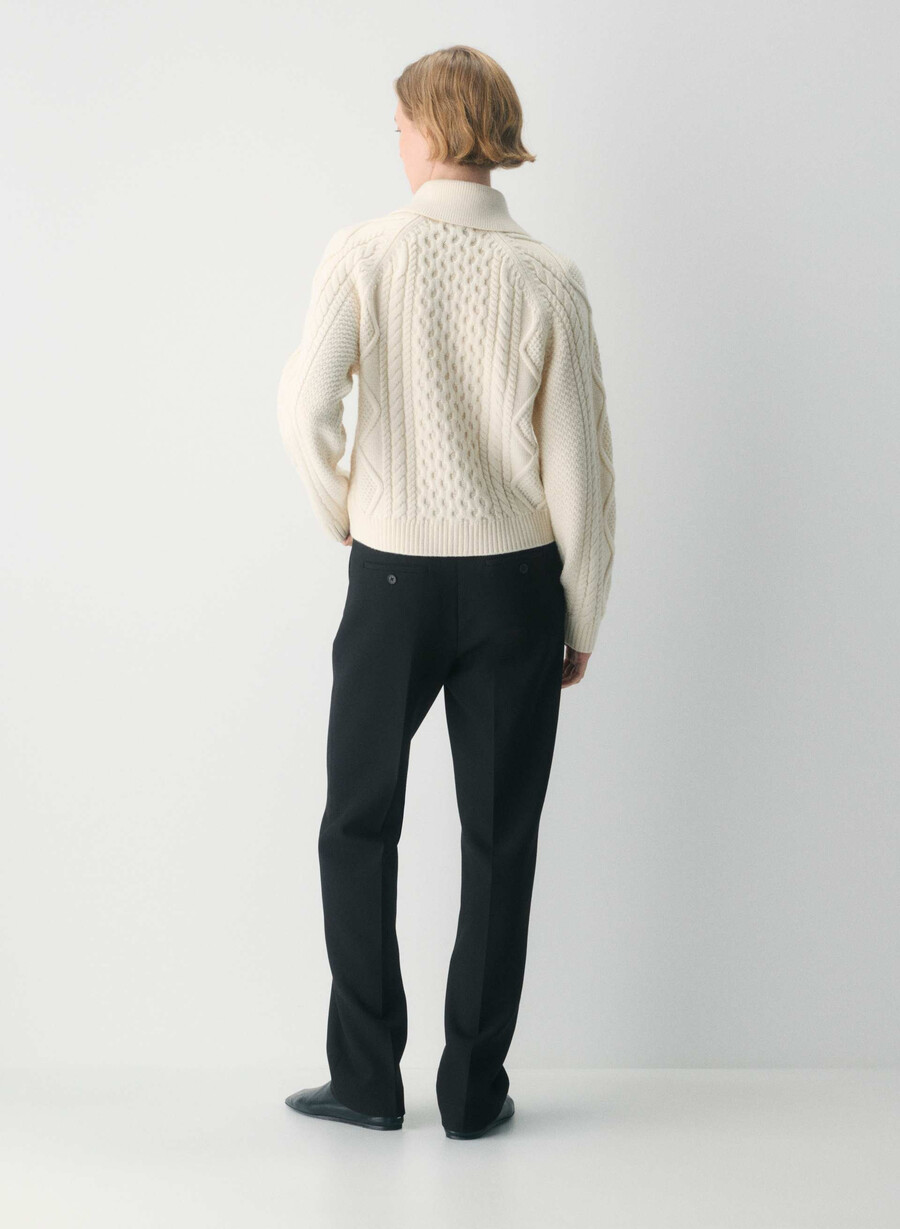 heritage knit merinoull cardigan med krage seaside cream