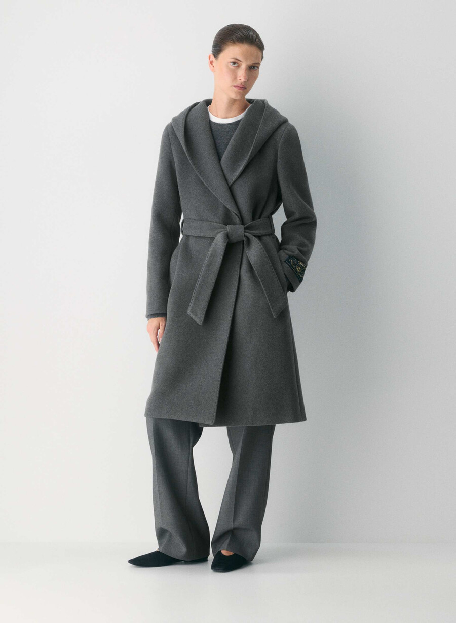 emilie-kåpen - myk ull-kasjmir heather charcoal