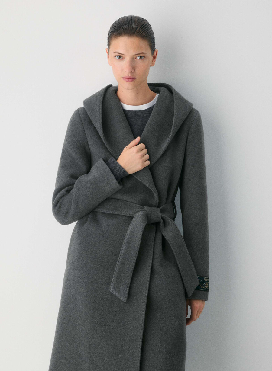 emilie-kåpen - myk ull-kasjmir heather charcoal
