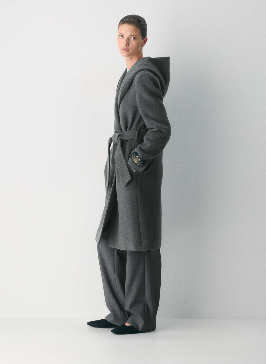 emilie-kåpen - myk ull-kasjmir heather charcoal