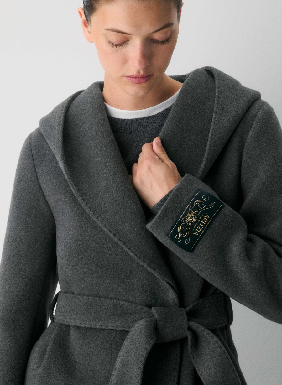 emilie-kåpen - myk ull-kasjmir heather charcoal