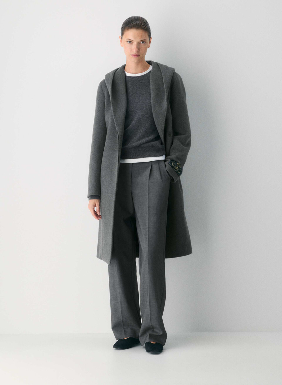 emilie-kåpen - myk ull-kasjmir heather charcoal