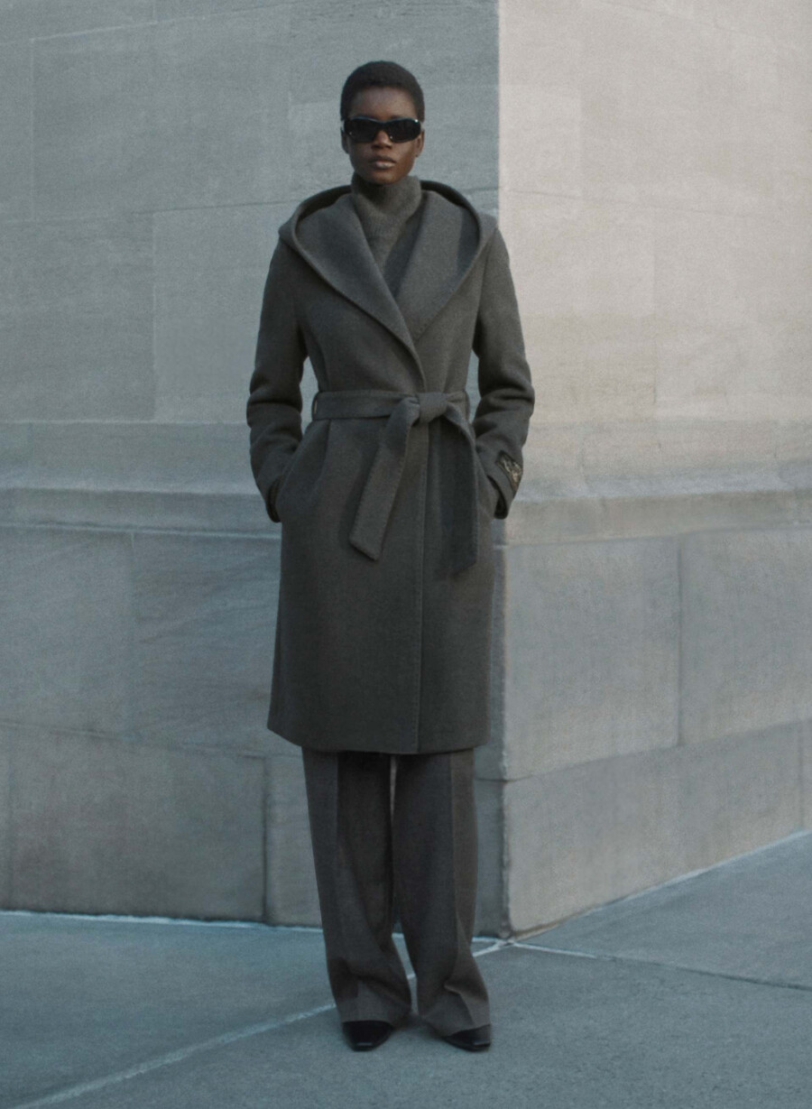 emilie-kåpen - myk ull-kasjmir heather charcoal