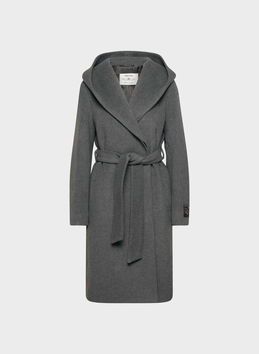 emilie-kåpen - myk ull-kasjmir heather charcoal