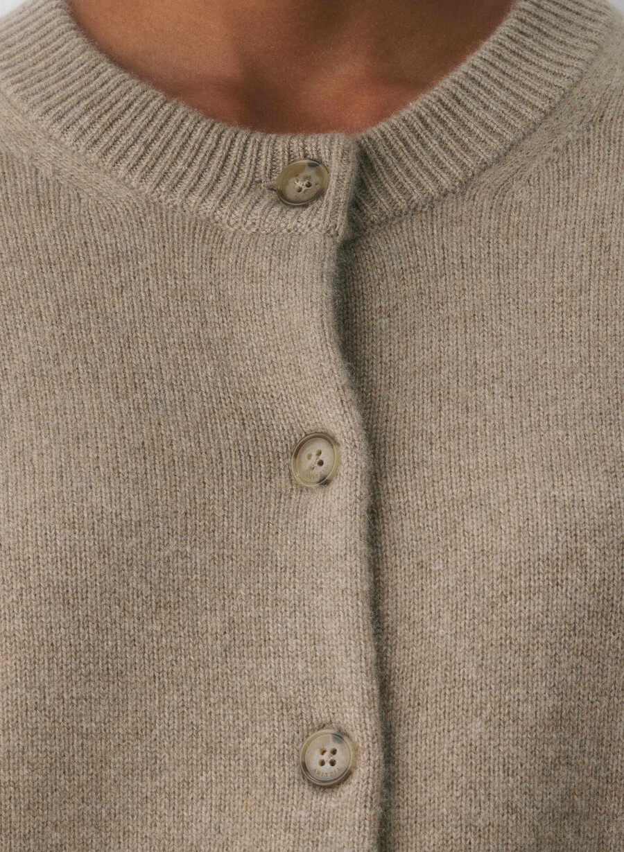 essential cashmere allegory cardigan heather nomad taupe