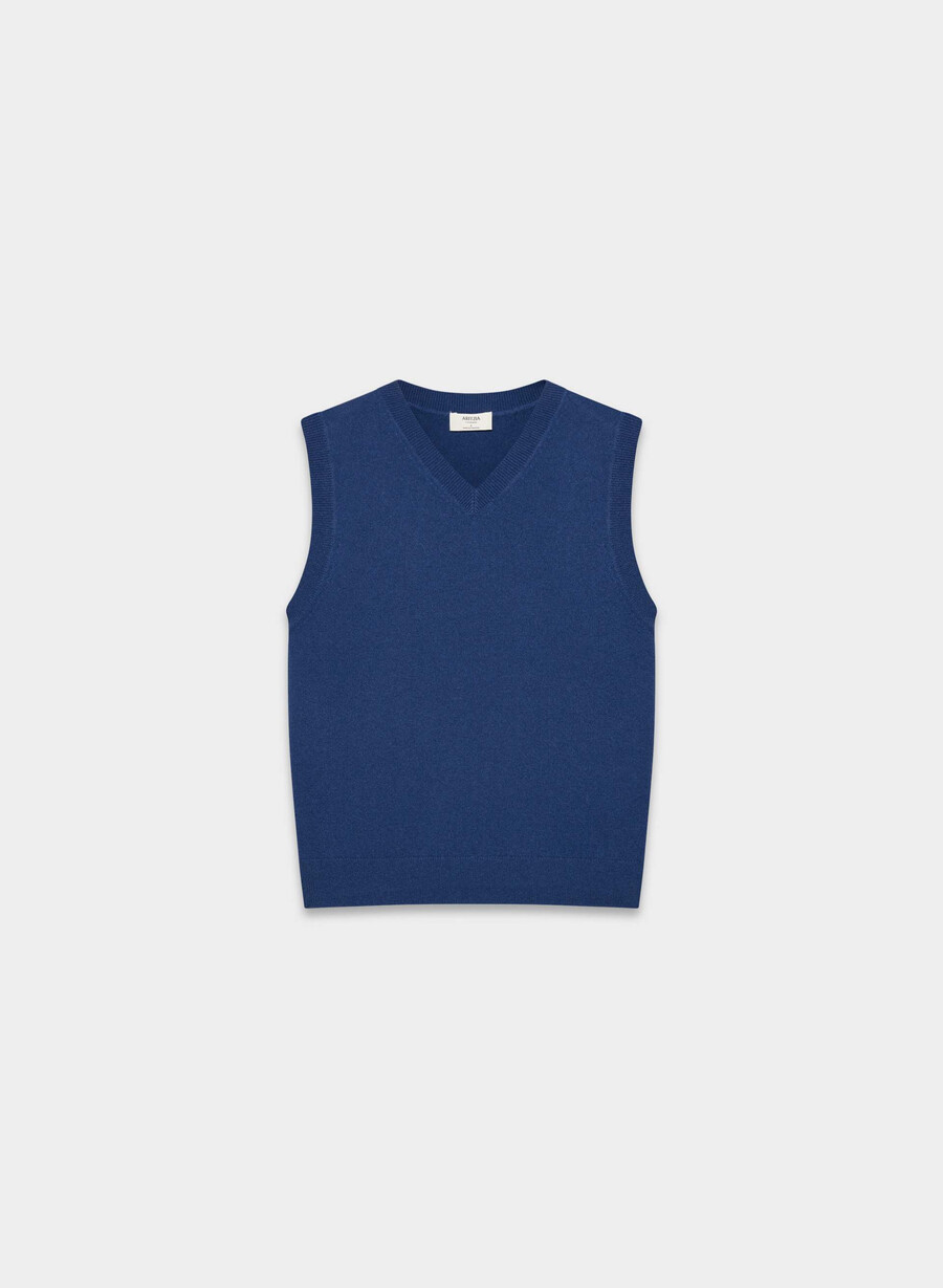 bare cashmere v-hals genservest byron blÅ