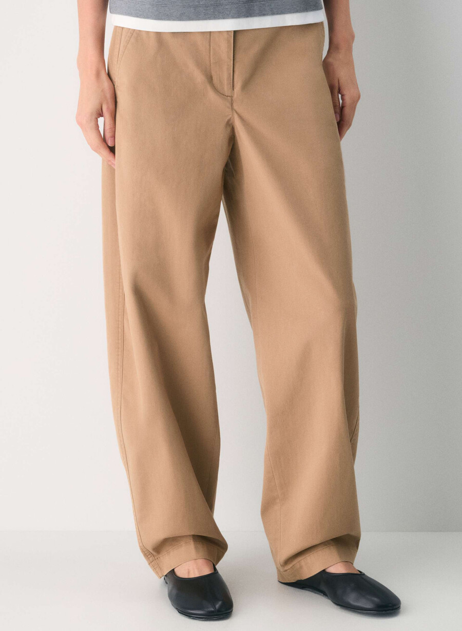 chino avslappet høyt midje-skjørt i vasket bronse kamelgrØnt