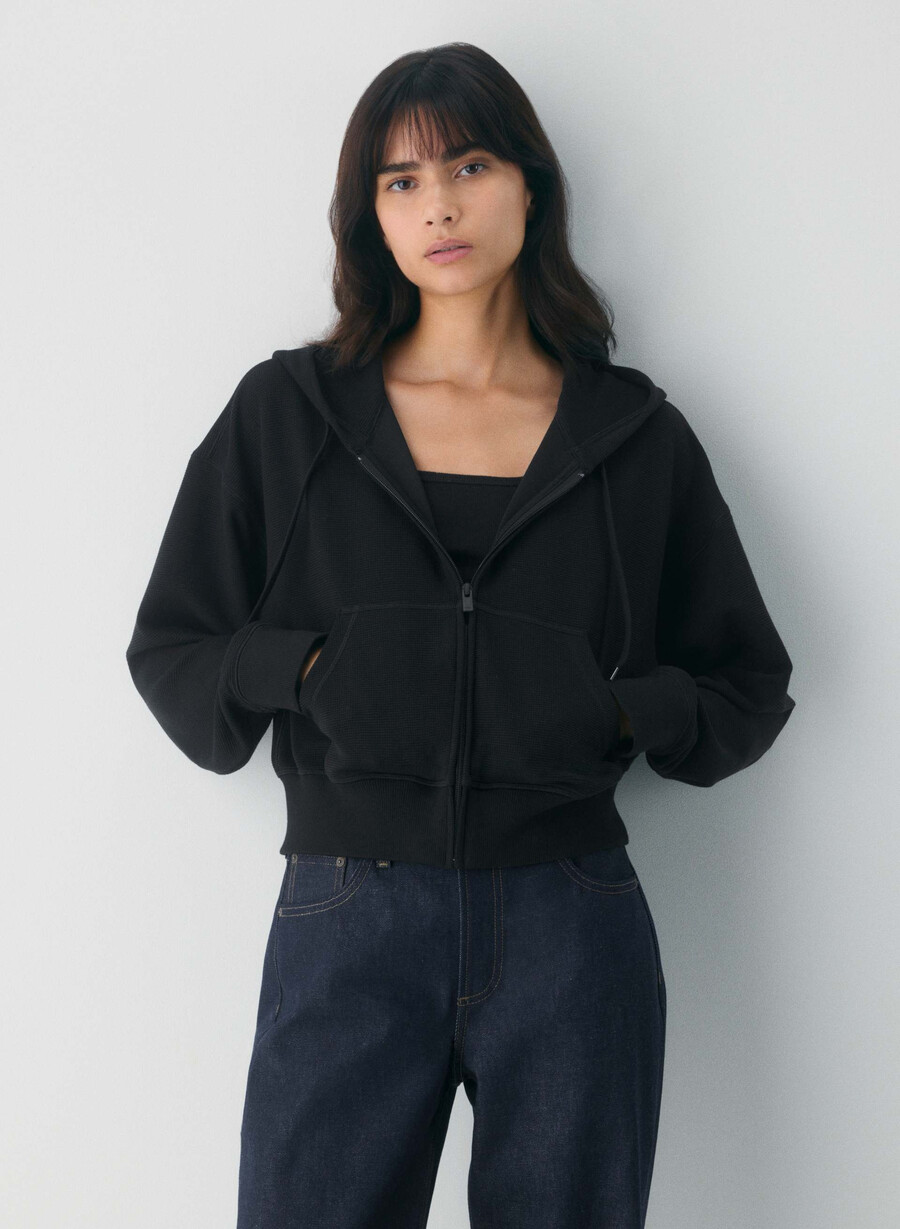 ny wafflex eddy zip hoodie svart