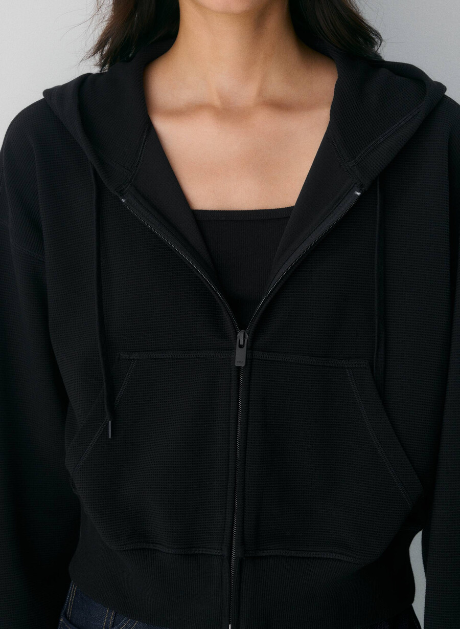 ny wafflex eddy zip hoodie svart