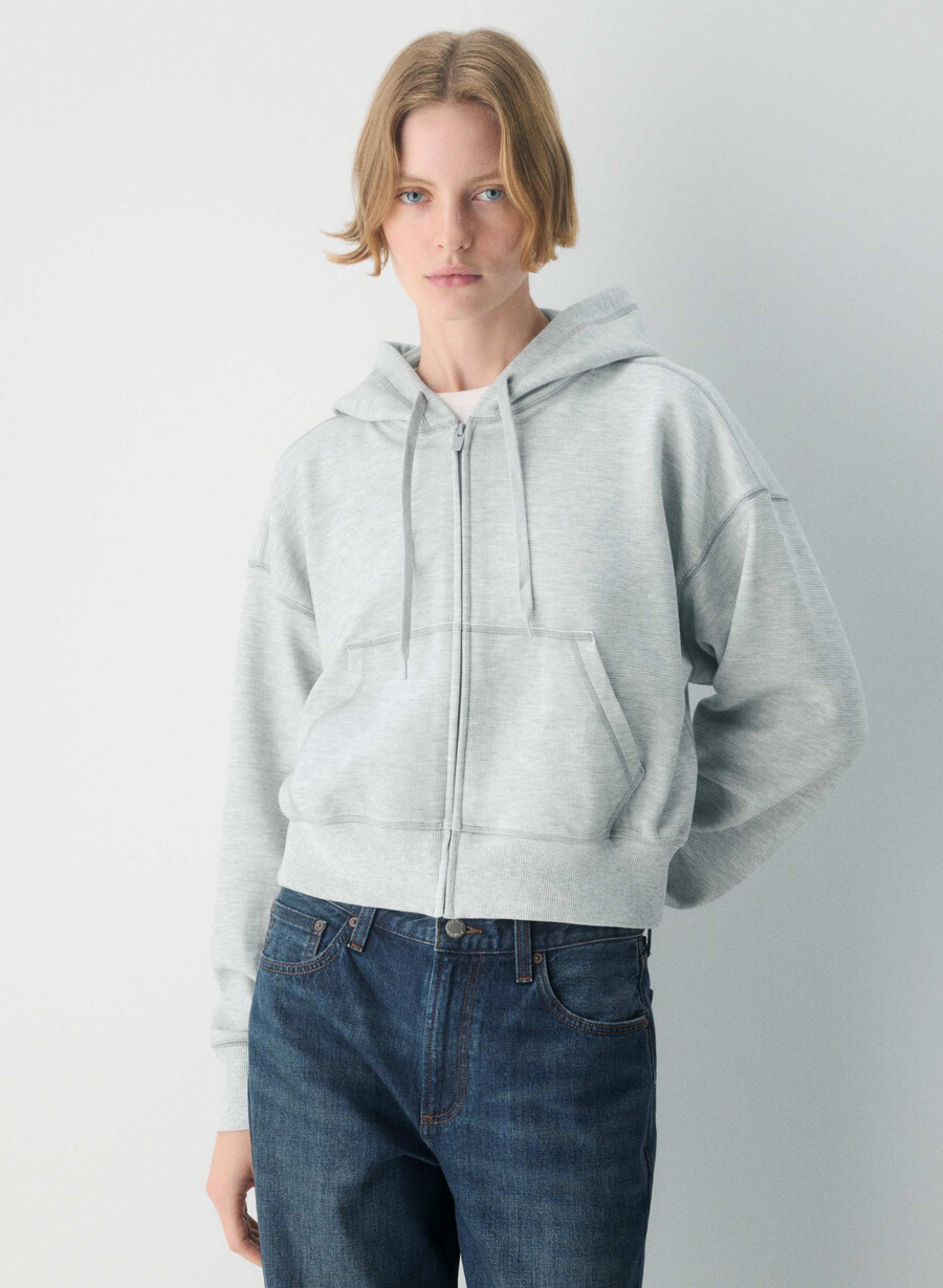 ny wafflex eddy hettegenser med glidelås heather chrome