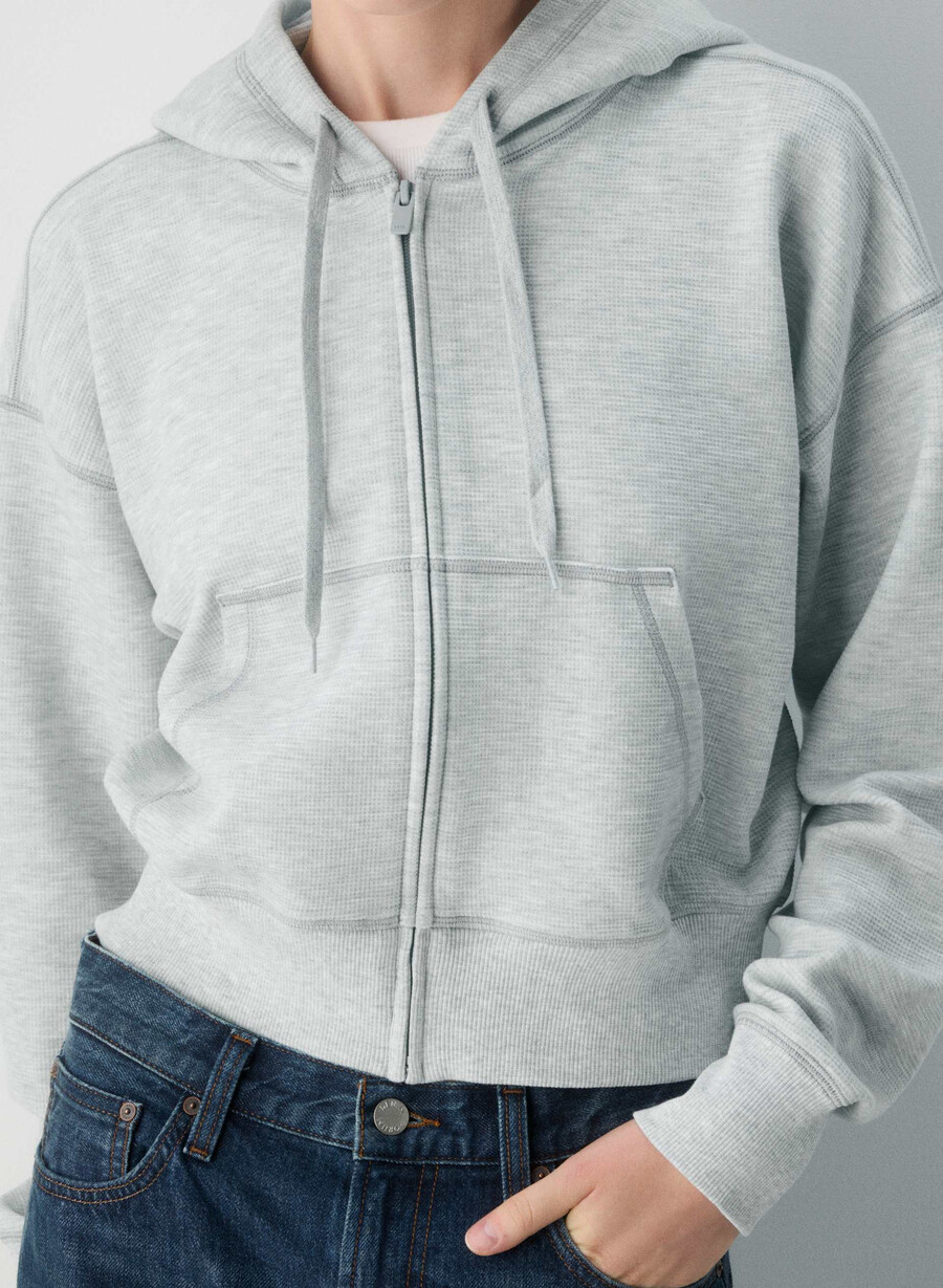 ny wafflex eddy hettegenser med glidelås heather chrome