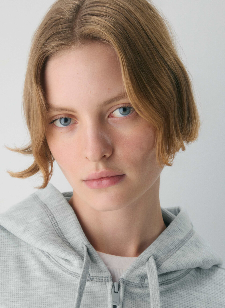 ny wafflex eddy hettegenser med glidelås heather chrome
