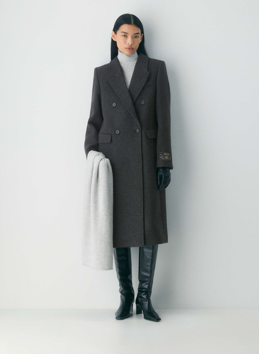 constant-kåpen - luksuriøs ull-kasjmir heather charcoal