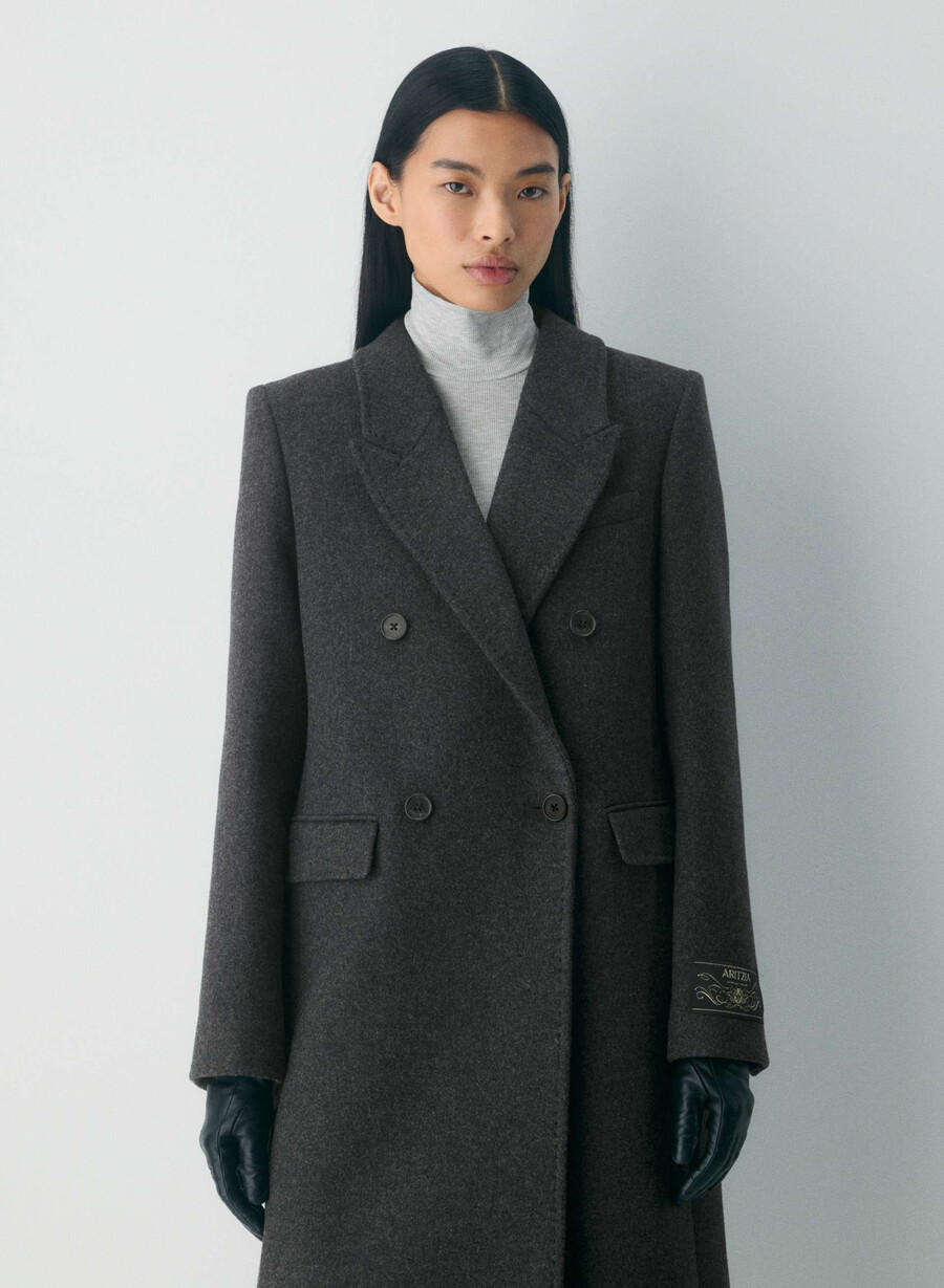 constant-kåpen - luksuriøs ull-kasjmir heather charcoal