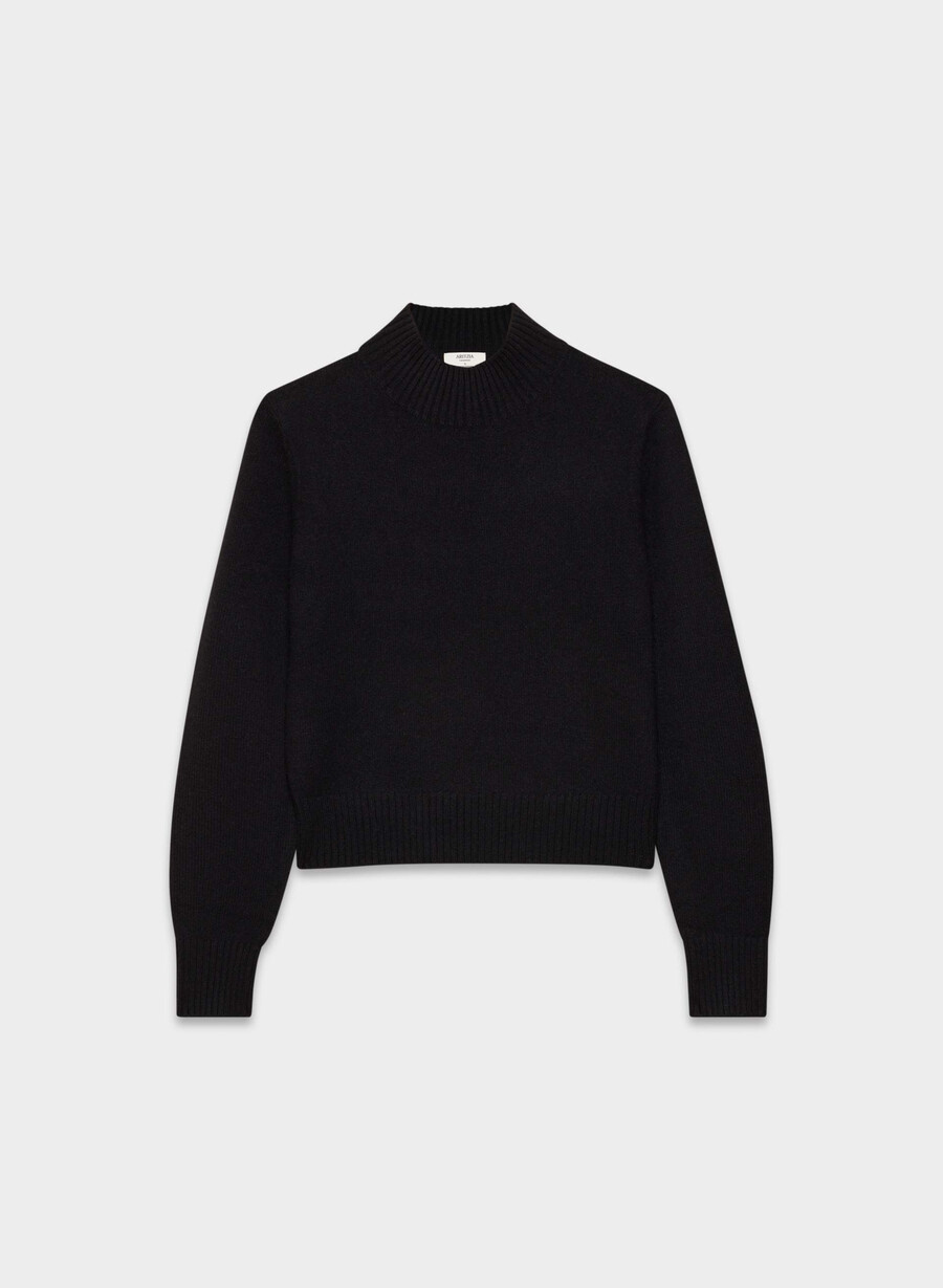 essential cashmere krympet mockneck svart