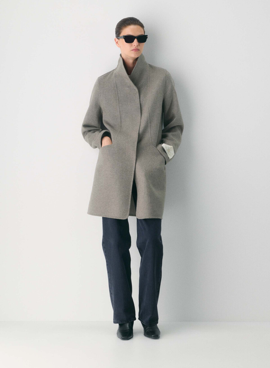 cocoon double-faced coat - luxe rewool heather matte pearl