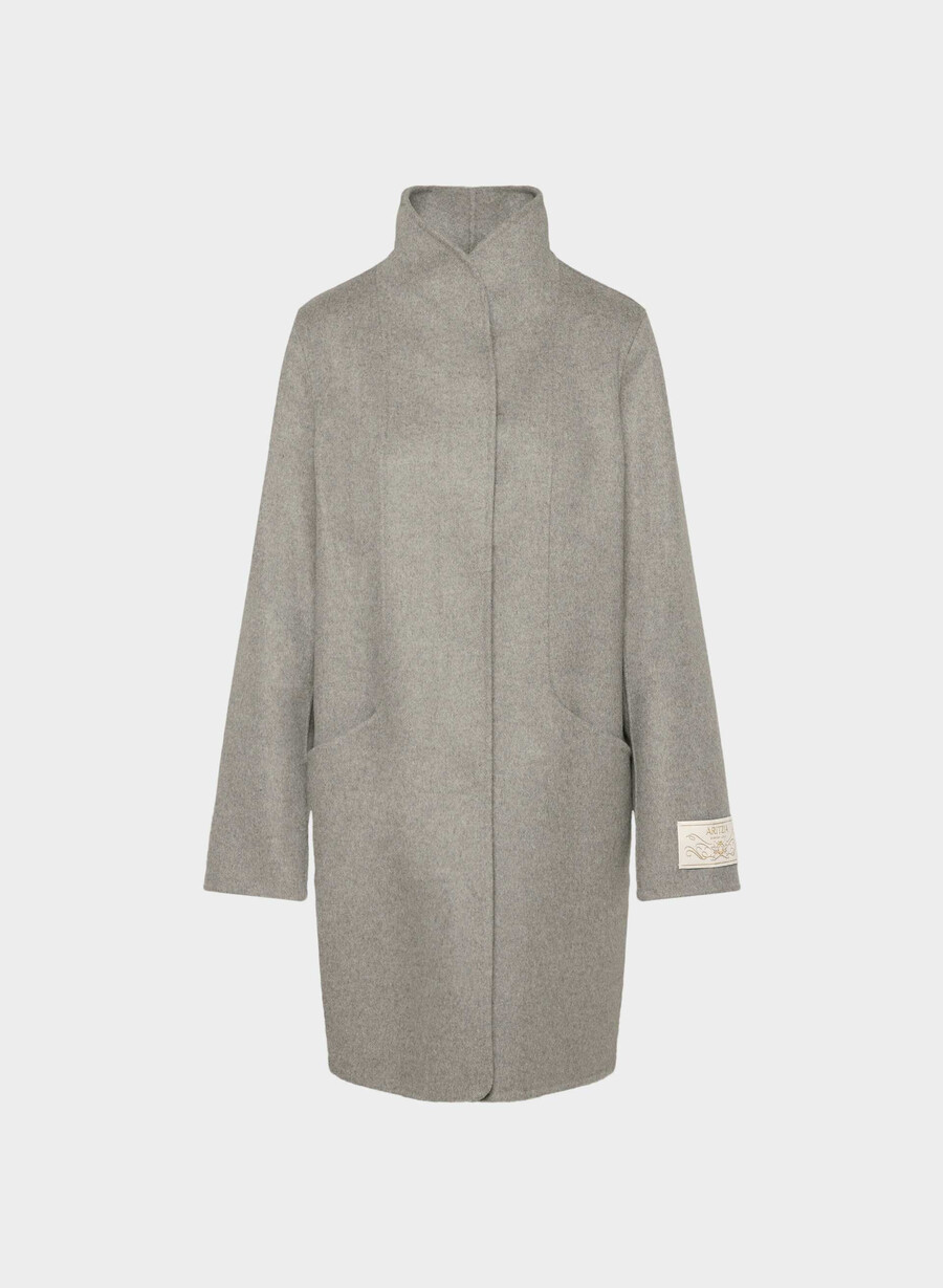 cocoon double-faced coat - luxe rewool heather matte pearl