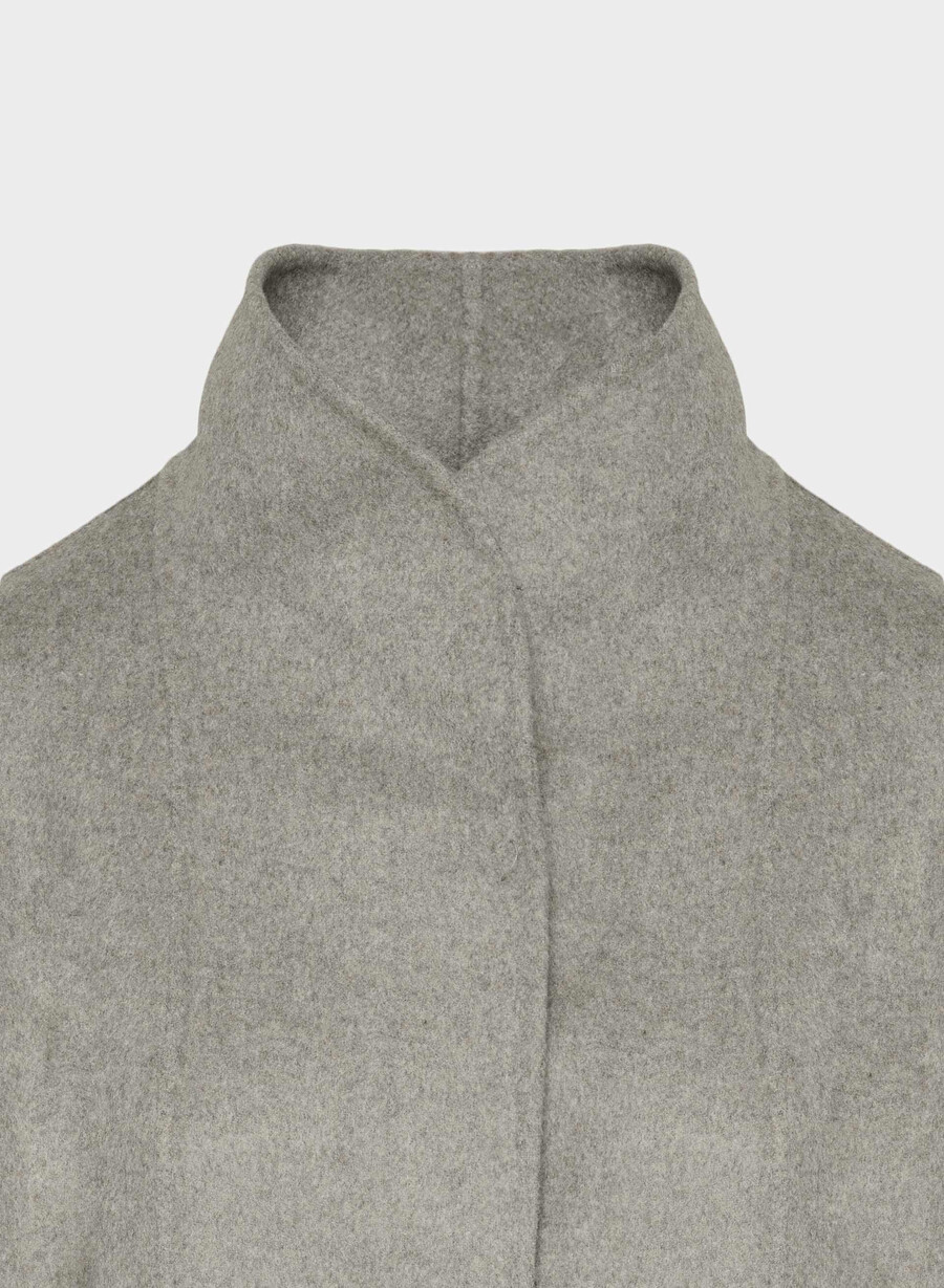 cocoon double-faced coat - luxe rewool heather matte pearl