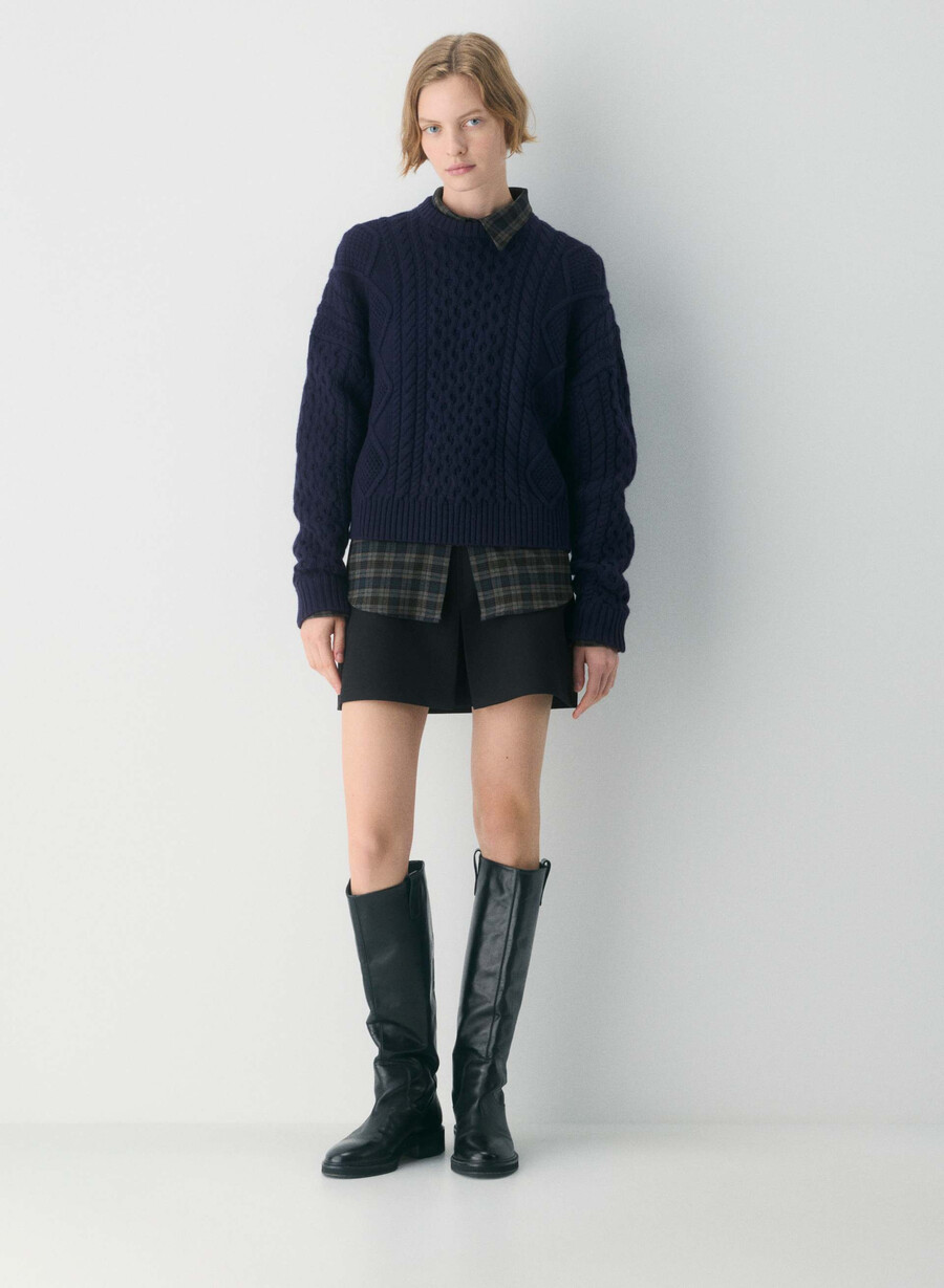 heritage knit merinoullgenser med rund hals admiral