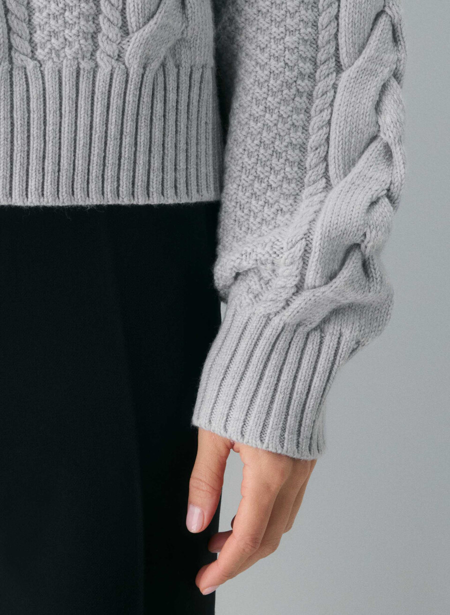 heritage knit merinoullgenser med rund hals høy hæl lynget krom