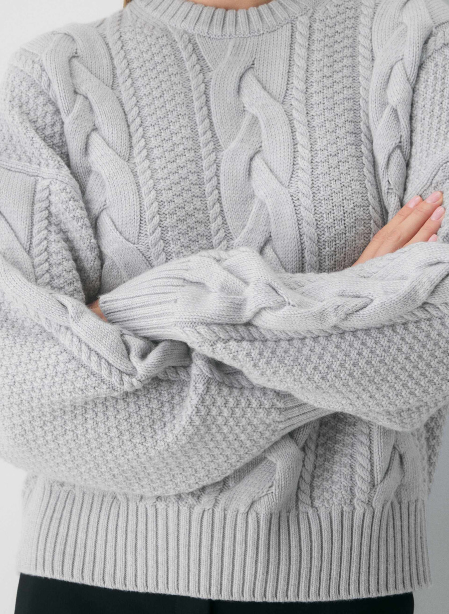 heritage knit merinoullgenser med rund hals høy hæl lynget krom