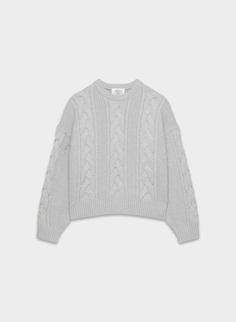 heritage knit merinoullgenser med rund hals høy hæl lynget krom