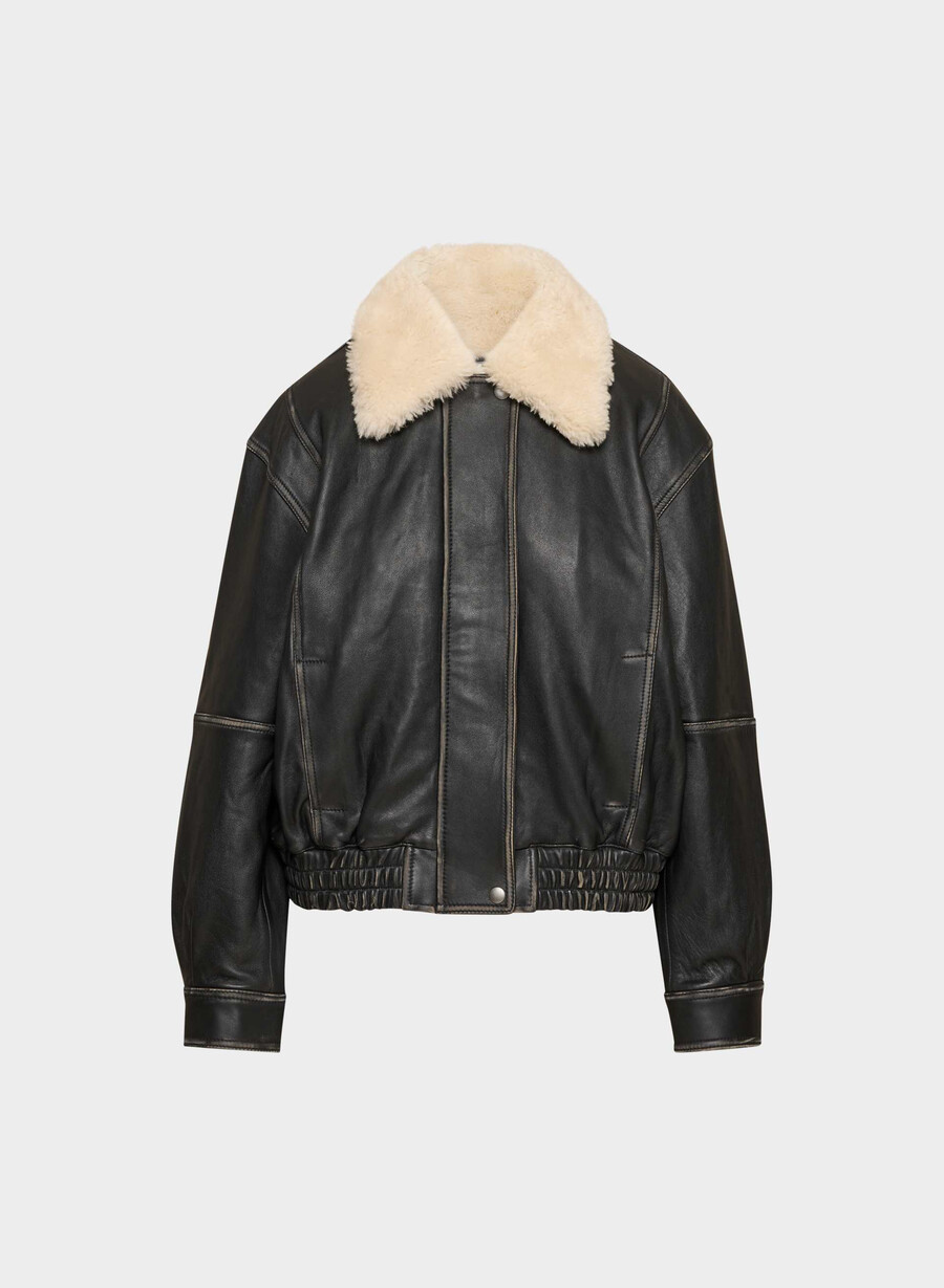 calle skinnjakke i aviator-kvalitet svartbeige
