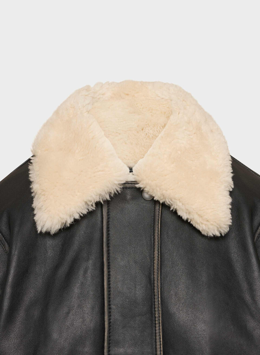 calle skinnjakke i aviator-kvalitet svartbeige