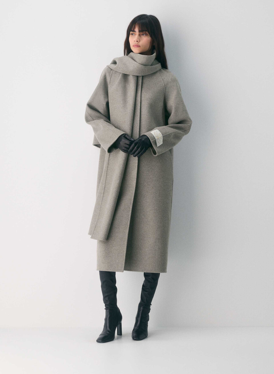 the embrace double-faced coat - luxe rewool heather dark taupe