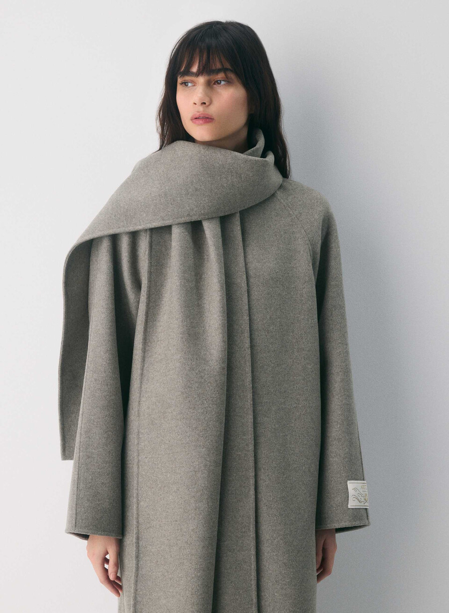 the embrace double-faced coat - luxe rewool heather dark taupe