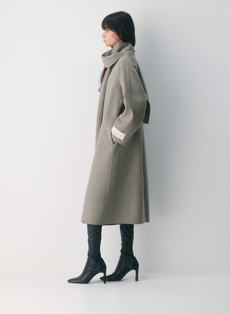 the embrace double-faced coat - luxe rewool heather dark taupe