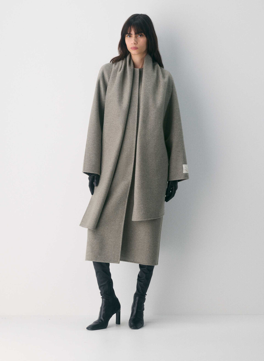 the embrace double-faced coat - luxe rewool heather dark taupe