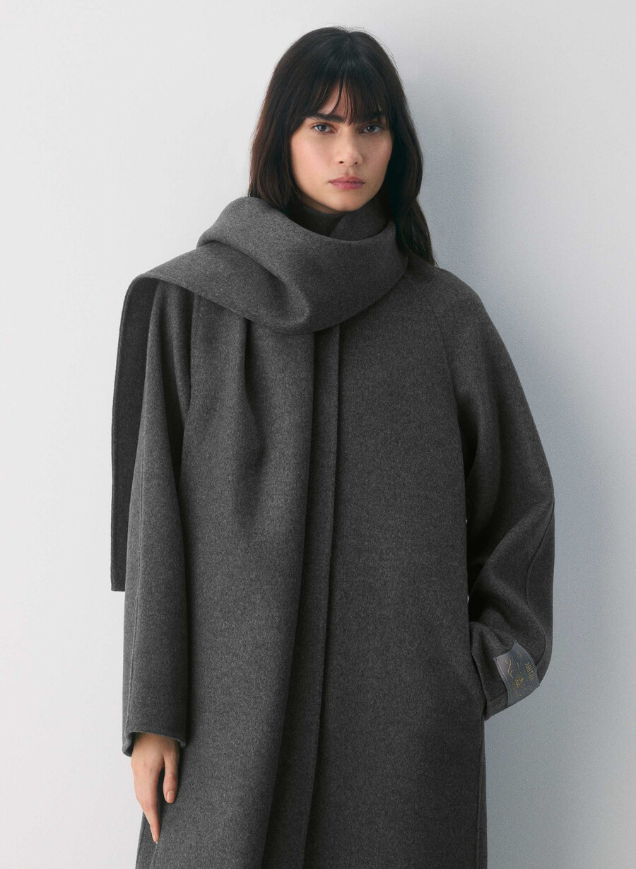 the embrace double-faced coat - luxe rewool heather charcoal