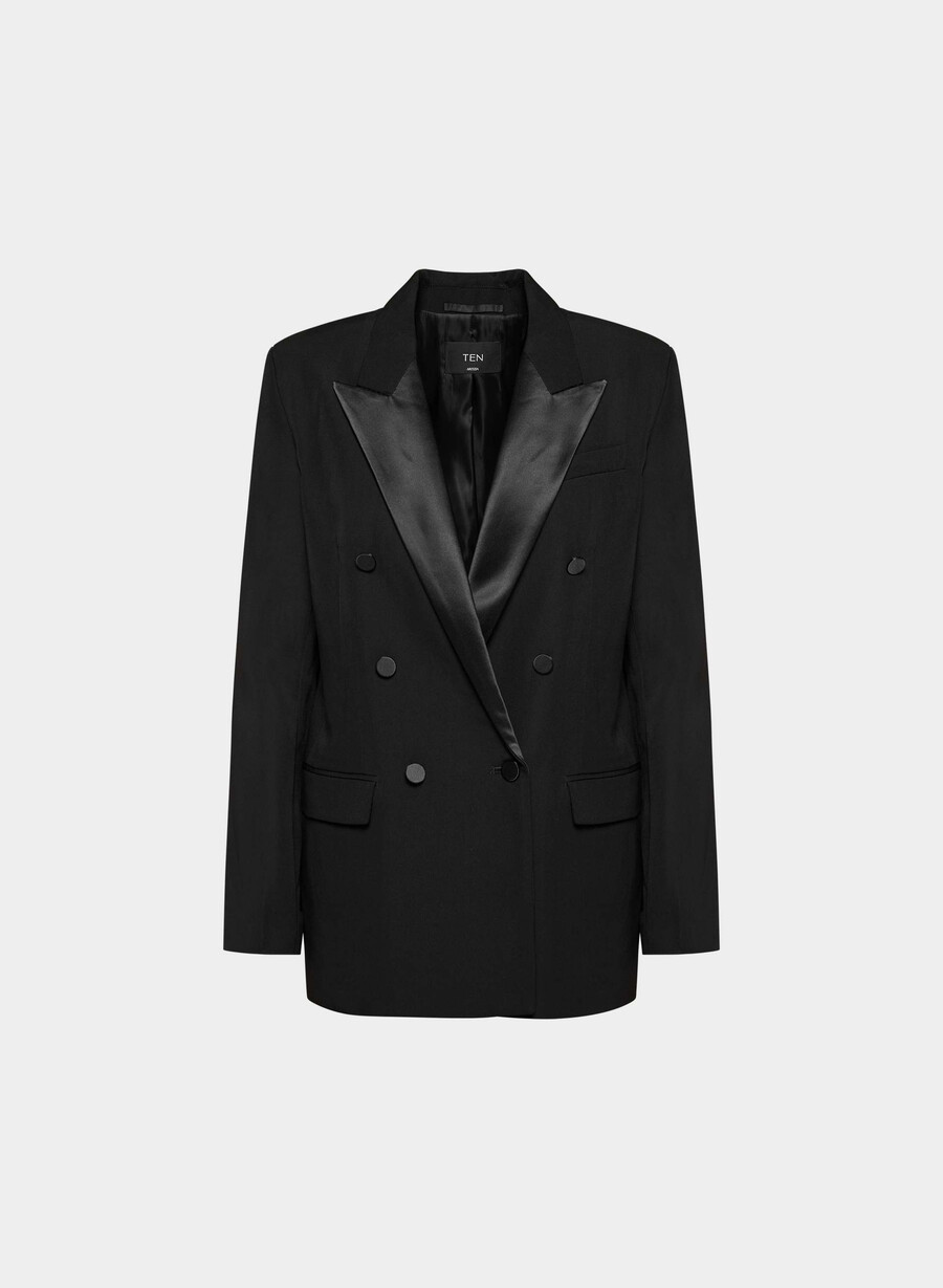 herregårdsblazer i ull svart