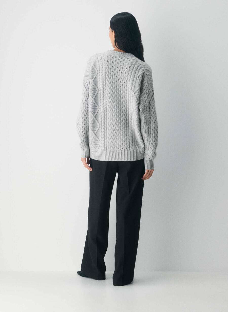 heritage knit merinoull cardigan i messing med mønster