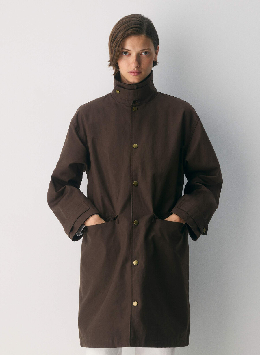 soundwave vokset trench coat brennt brun