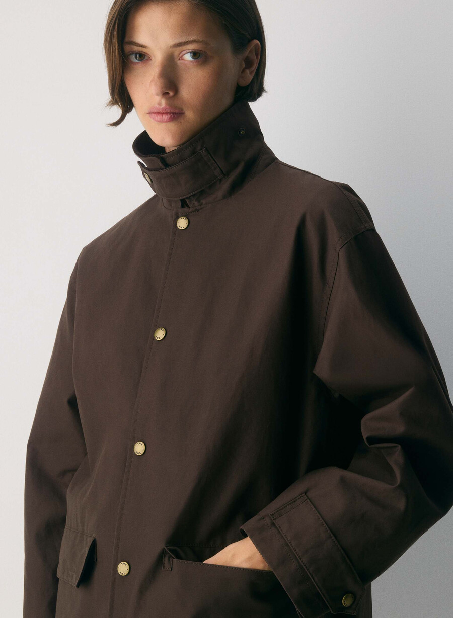 soundwave vokset trench coat brennt brun