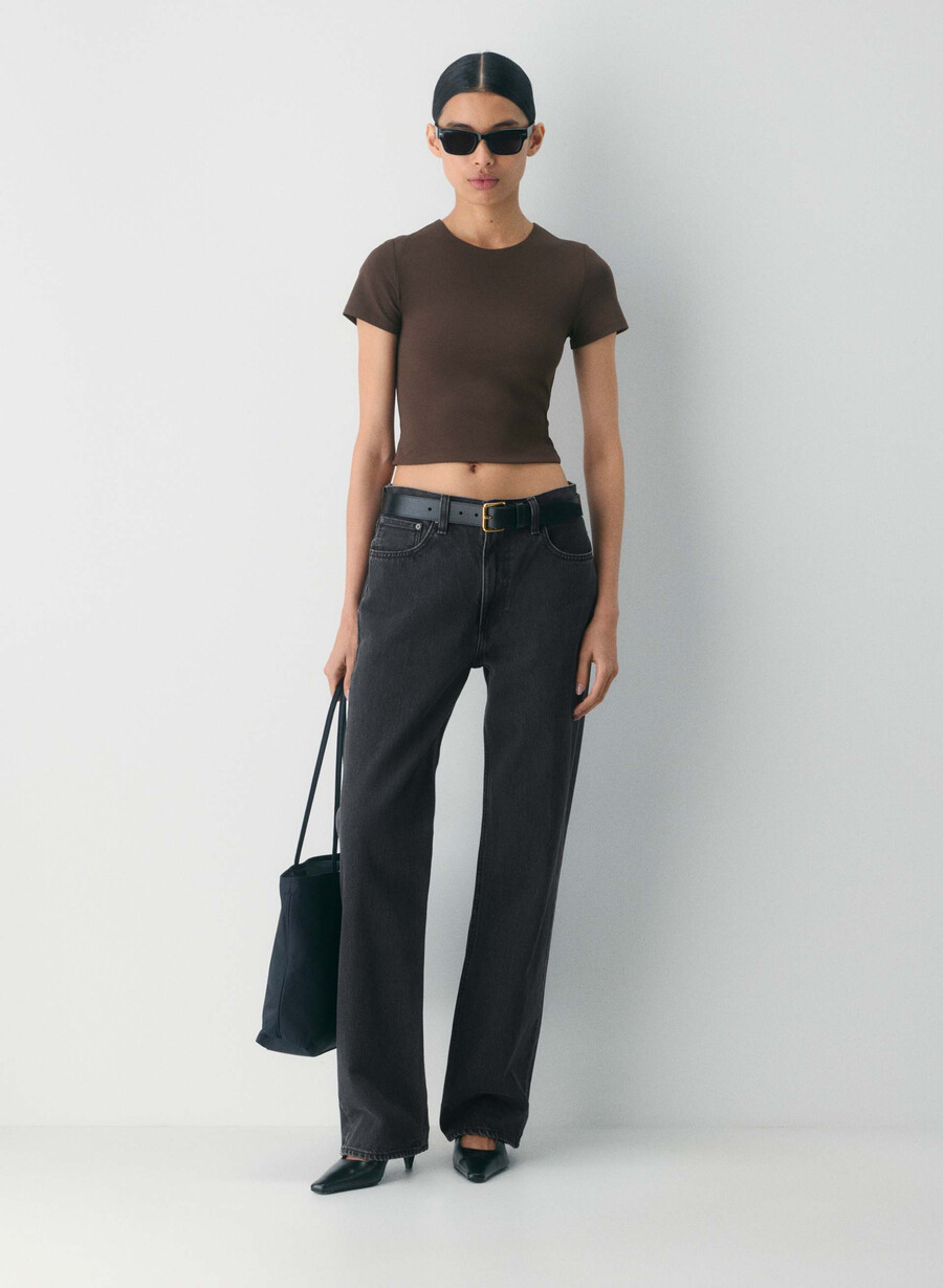 original contour marvel crew waist t-skjorte mokkabrun