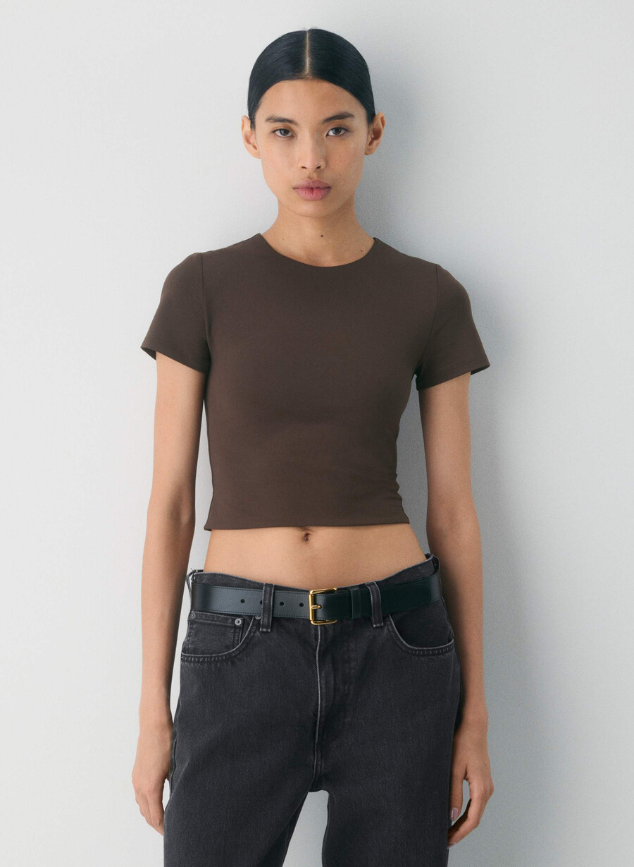 original contour marvel crew waist t-skjorte mokkabrun